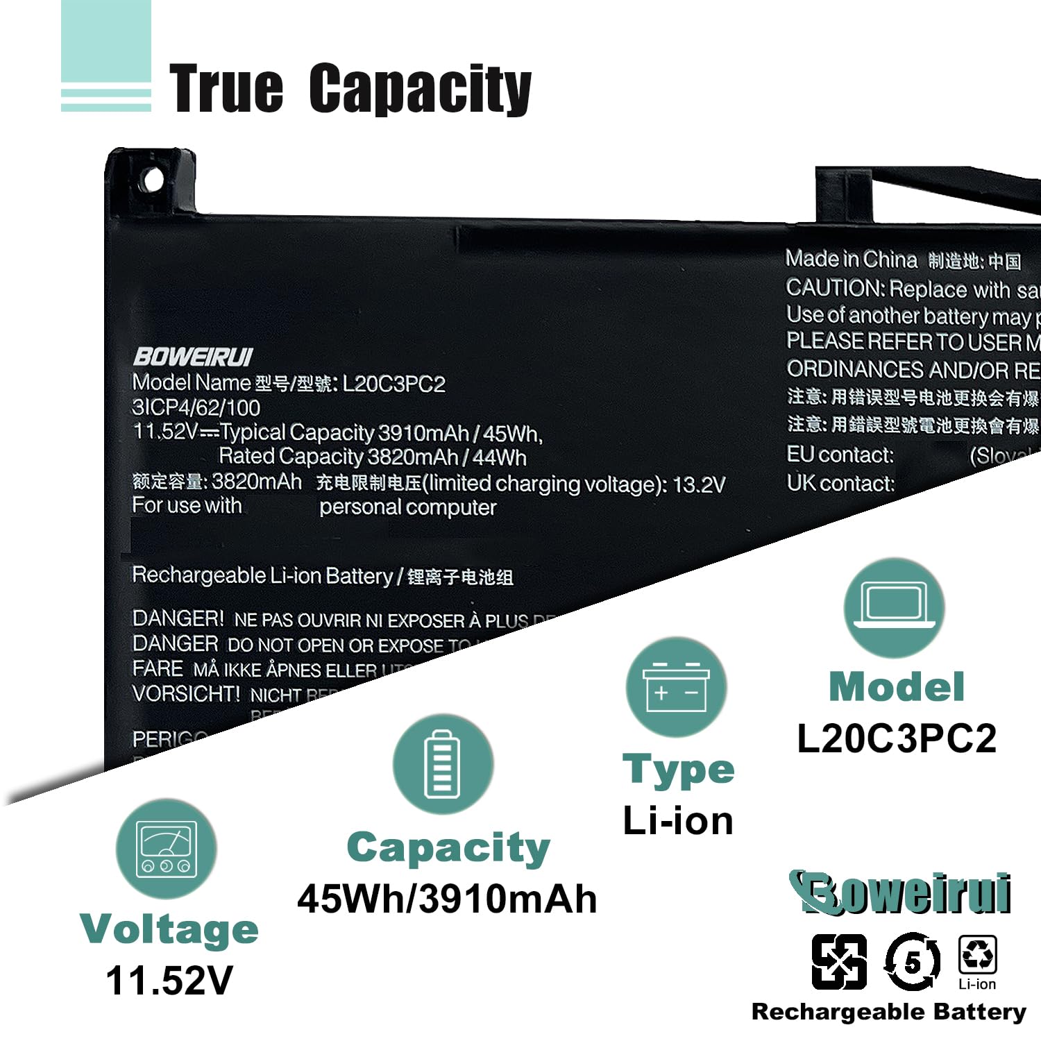 Amazon.com: L20C3PC2 L20D3PC2 L20M3PC2 SB11B96717 Laptop Battery